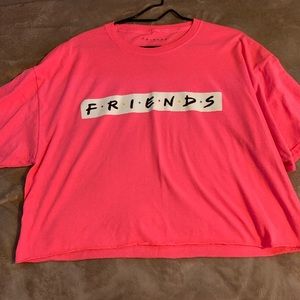 A pink f.r.i.e.n.d.s crop top